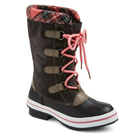 Girls Claire Sweater Top Winter Boots Black Light Grey Size 13