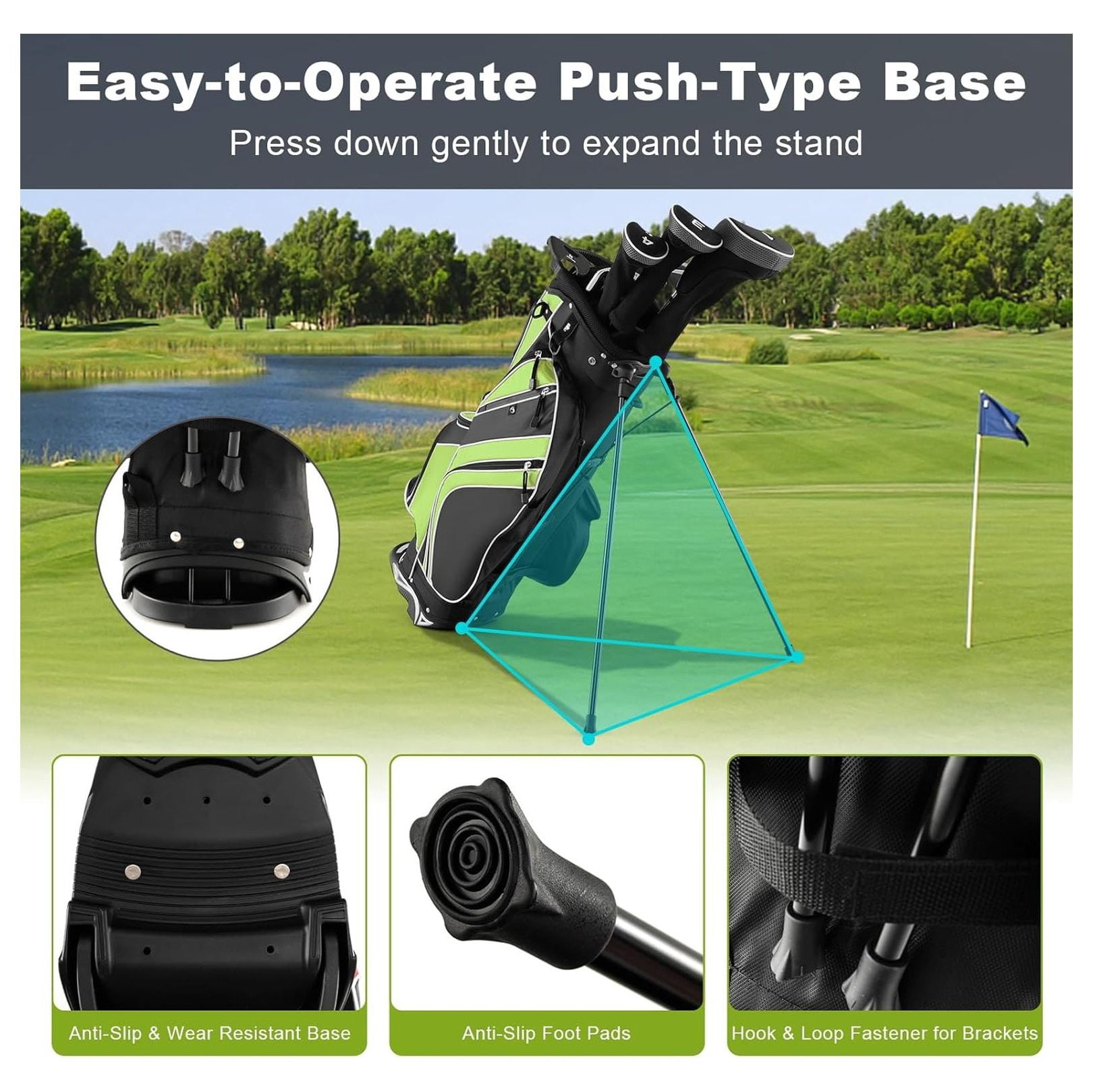 Golf Stand Bag 6 Way Divider, 8 Pockets Lightweight Golf Bag with Rain Hood & Umbrella Holder for Men Women