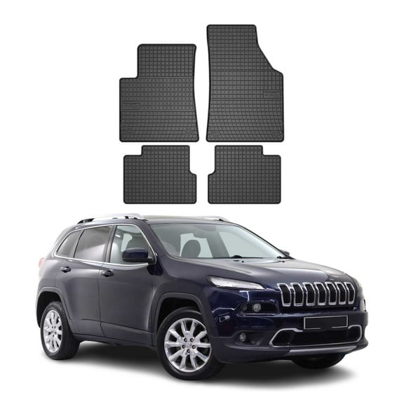 OMAC Floor Mats Liner for Jeep Cherokee 2014-2023 Black Rubber All-Weather 4 Pcs