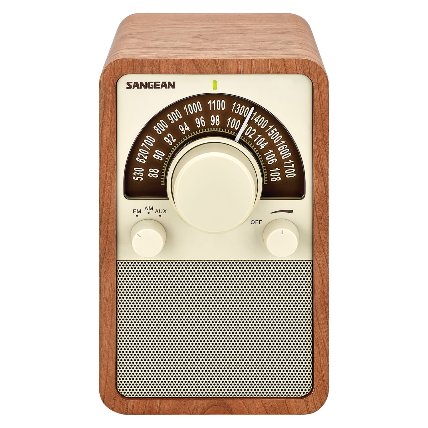 Sangean WR-15 Tabletop Retro Wooden Cabinet AM/FM Analog Radio Receiver, Walnut, WR-15WLPT