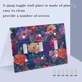 thumbnail image 3 of Yayeee Toggle Light Switch Wall Plate 2-Gang 4.56"x4.48" Decorative Outlet Cover, Blooming Flowers Pattern, 3 of 7