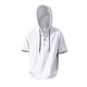 thumbnail image 5 of pstuiky camiseta de hombre, Camisa informal de lino de verano de color liso para hombre, manga corta, cuello alto, botones y bolsillos camisas casuales para hombre xxxl, 5 of 9