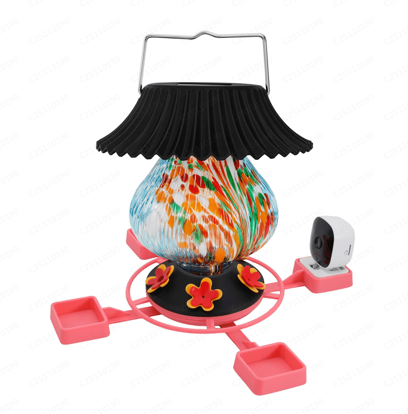 Hummingbird Feeder with Camera Solar Powered 1080P-, Automatically Identifies Species of Bird, Auto Recording, Leak-Proof Ant & Bee Proof Outdoor Hanging Feeder, for Bird Lovers