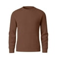 thumbnail image 4 of Fgvctg Mens Sweater Ribbed Knit Crewneck Pullover Sweater Loose Trendy Slim Fit Long Sleeve Sweaters Vintage Textured Winter Blouse Brown S, 4 of 6