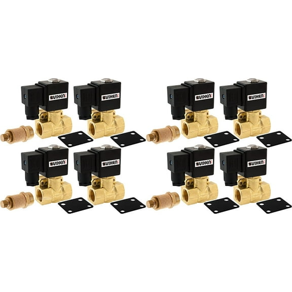 Vixen Air 1/2" NPT Air Ride Suspension High Flow Electric Air Valve (Solenoid) 250 PSI (8-Pack) with Four 1/2" Flow/Dump Control Valves VXF4012M-8