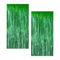 2Pcs Background Tassel Rain Curtains, Foil Fringe Background Photoshoot for Party Wedding Party Decoration, Green