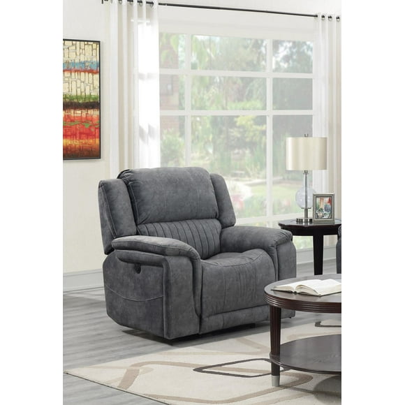 K-LIVING WASHINGTON SUEDE FABRIC POWER RECLINER CHAIR IN GREY