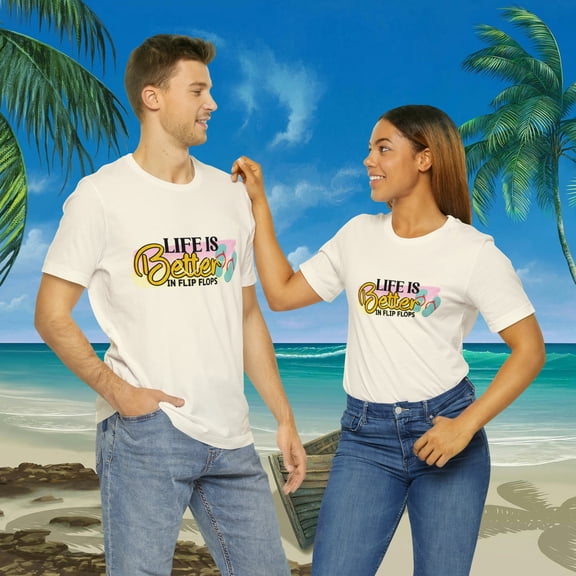 Life is better in flip-flops Unisex Jersey Short Sleeve Tee