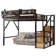 thumbnail image 4 of Mirightone Queen Heavy Duty Metal Loft Bed with Stairs, 800 lb Capacity, Storage Shelves and Wardrobe, Black, 4 of 12