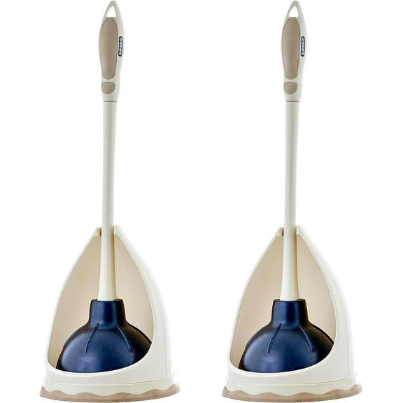Superio Beige Toilet Plunger with Matching Caddy