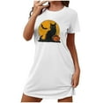 thumbnail image 2 of Kilaqueen Short Sleeve Womens Nightgown Casual Halloween Cute Cat Pumpkin Printed Womens Sleepwear, Soft Plus Size Nightgowns Comfy Sleepshirts, 2 of 3