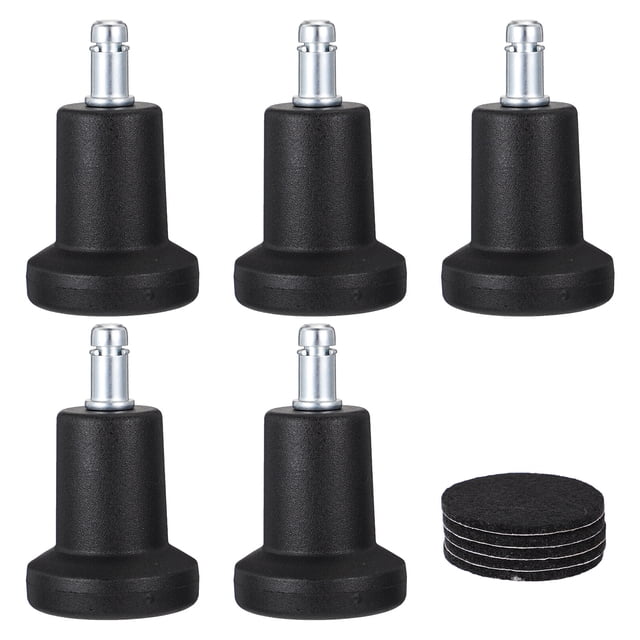 FRCOLOR Roulettes de Chaise Fixes, Ensemble de 5 Pcs en Noir, Conçues comme Roues de Remplacement pour Chaise. Chaque Roulettes Mesure 1,97 x 1,97 x 3,07 Pouces et Présente une construction durable en Plastique et Métal. Ces Roulettes Sont Antichoc, Antidérapantes et Protègent les Planchers contre les Égratignures Tout en Assurant une Atmosphère Silencieuse. Convient aux Chaises de Bureau, Chaises d'Ordinateur et Autres Meubles, Elles Fonctionnent Bien sur les Tapis et Sont Faciles à Installer. Comprend Cinq Roulettes et des Coussinets en Feutre Supplémentaires pour une protection Accrue du Plancher