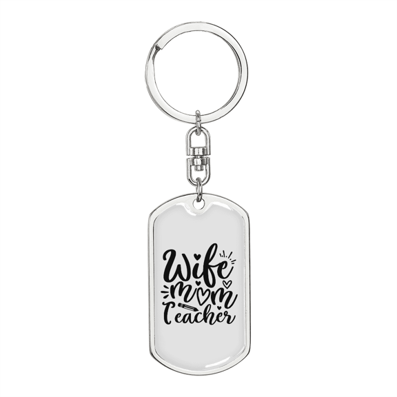 To My Wife Wife Mom Teacher Wife Stainless Steel or 18k Gold Premium Swivel Dog Tag Keychain