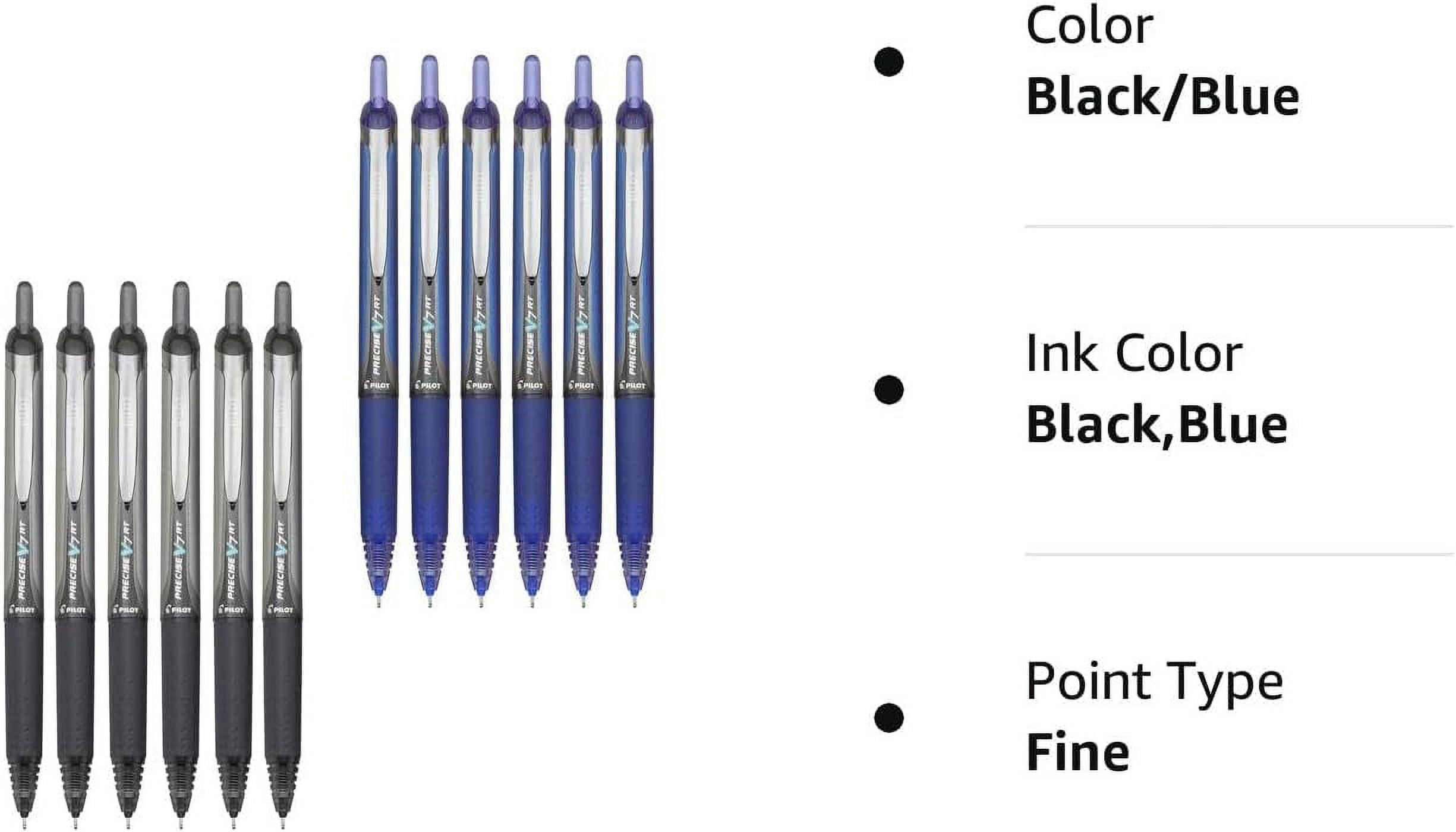 Pilot Precise V7 RT Retractable Rolling Ball Pens, Fine Point, 3 Black 3 Blue, (6 Pack) (12 Pack, Black/Blue) Black/Blue