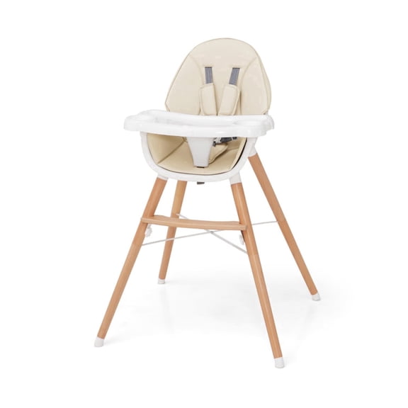 Furnibear Baby High Chair for Babies and Toddlers with Dishwasher-Safe Tray and Padded Seat plus Ergonomic Footrest, Beige
