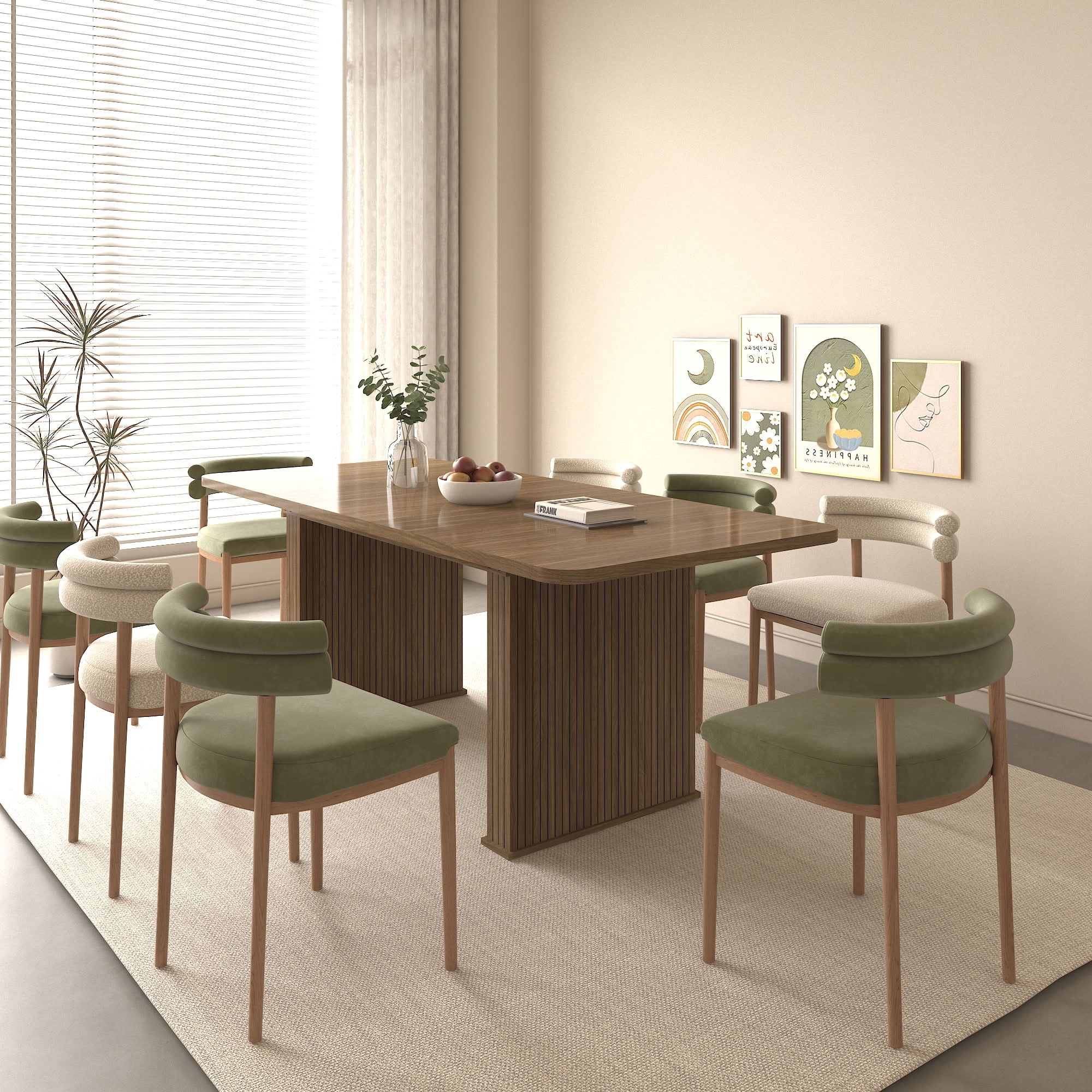 MAYEERTY Extendable Rectangular Dining Table for 6-10 People, Modern Extendable Kitchen Dining Table for Dining Room, Apartment, Kitchen, Family Gathering Furniture