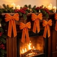 thumbnail image 5 of Velvet Christmas Bows, 16 Pack Ornament Set, Hanging Ribbon Bows for Christmas Tree Wreath Garland Gift Wrap Decor, Orange, 5 of 6