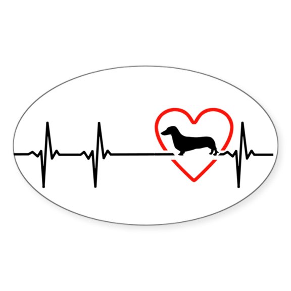 CafePress - I Love Dachshund Sticker - Sticker (Oval)