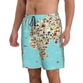 thumbnail image 2 of Bixox Men's World Travel Line Icons Map printing Casual Classic Fit Short Summer Beach Shorts, 2 of 6