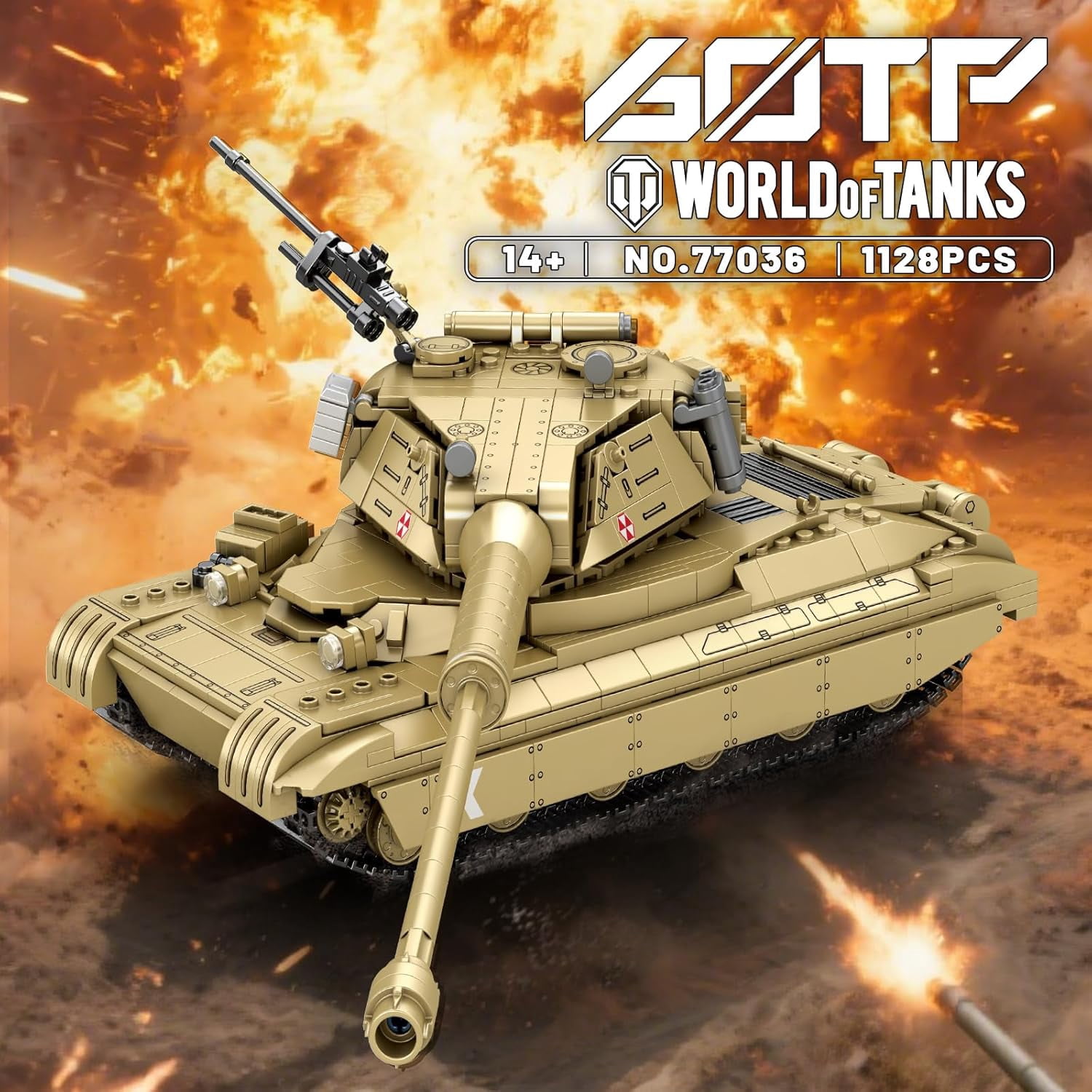 60TP Tank Building Set 77036, World of Tanks Authorized Products 1128 PCS, 1:28 Scale Tank Model Kit, Army Tanks Toy Building Kit for Military Fans