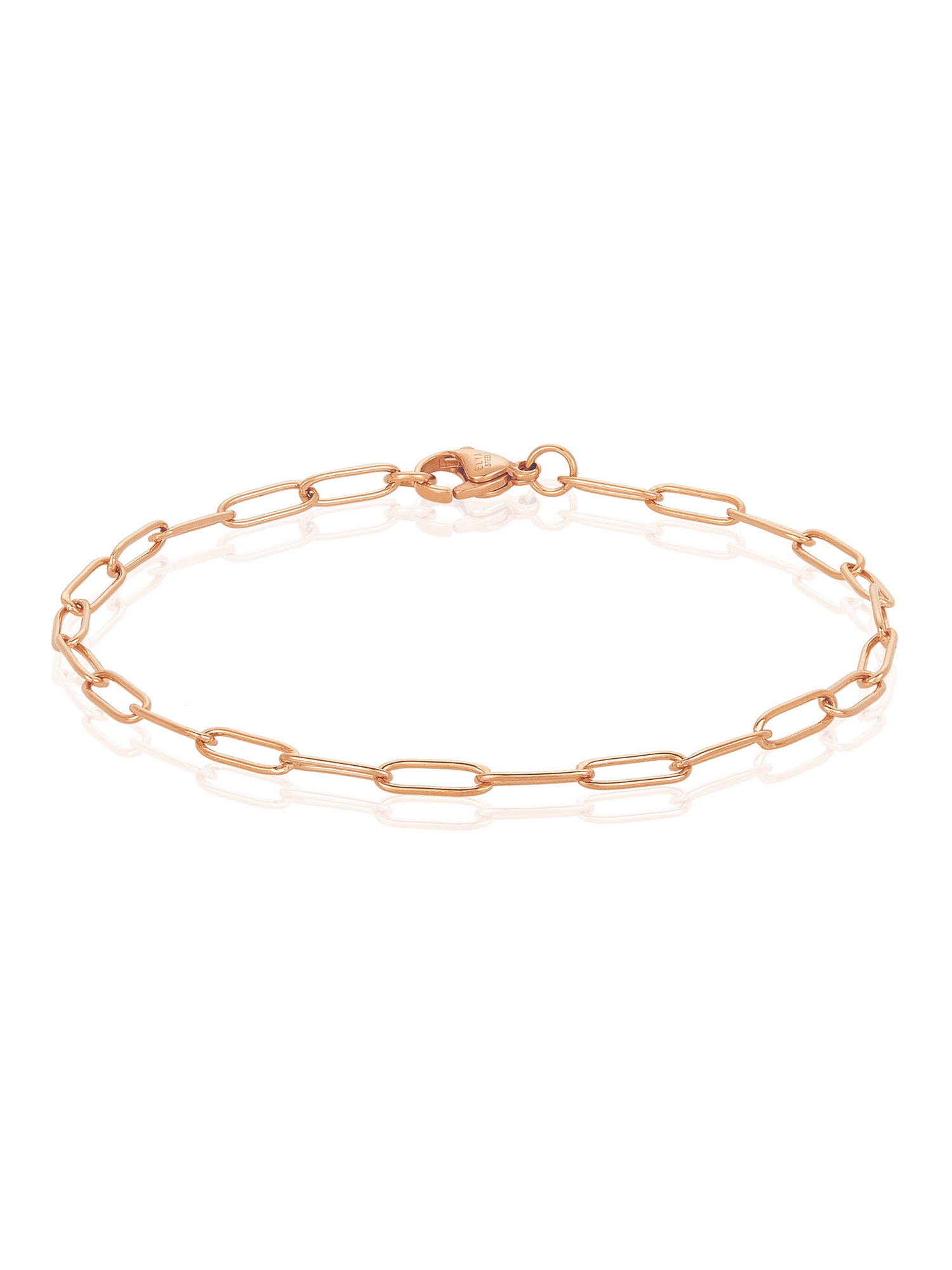 ELYA Jewelry Women's Adjustable Paperclip Rose Gold Plated Bracelet - Small - 8.5"