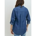 thumbnail image 4 of FashionMille Women's Soft V-neck Tencel Button Down Chambray Blouse Utility Shirts, 4 of 5