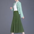 thumbnail image 2 of Keasmto Women Skirts Green Pleated Skirt Midi Long Cheetah High Waist Ladies Elasticized Summer A Line Skirts for Work Office M, 2 of 6