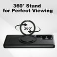 thumbnail image 2 of for Samsung Galaxy S25 Ultra Case, PU Leather Back + TPU Frame, 360° Rotating Ring Bracket Strong Magnetic, Wireless Charging Compatible, Ultra Slim Protective Phone Case Cover, Black, 2 of 6
