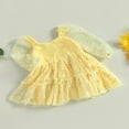 thumbnail image 3 of Robe Trapèze pour Bébé Fille, Imprimé Marguerites, Manches Longues, Tulle en Maille, Robe de Fête, 3 of 8