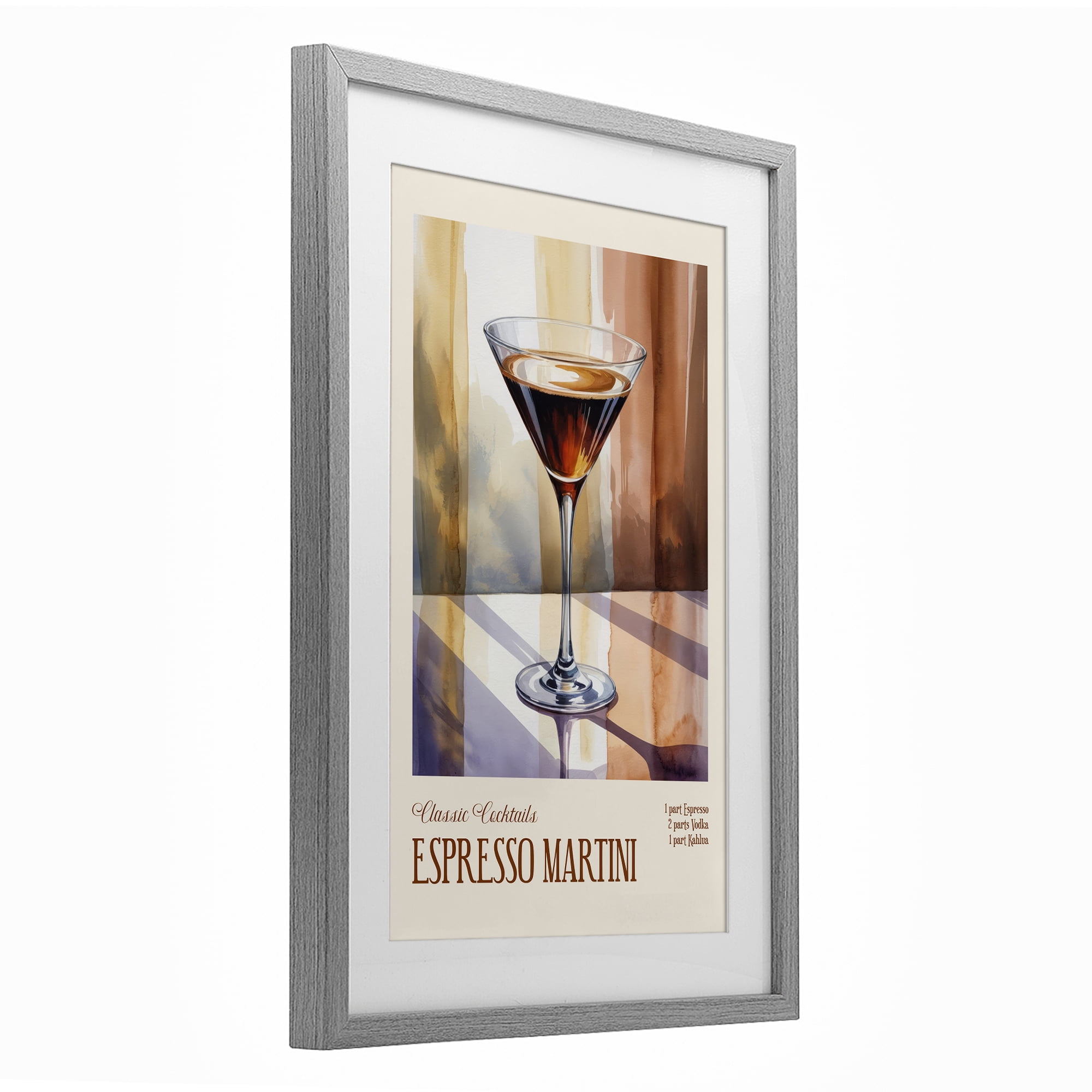 Stupell Industries Espresso Martini Sun Reflection Gray Framed Print Under Glass, design by Andreas Magnusson