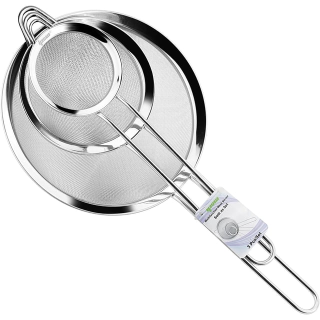 Ensemble de Passoires à Mailles Fines, Tamis en Acier Inoxydable pour Cuisine Cuisson de Riz Farine, Différentes Tailles de Mailles pour Divers Usages Design Robuste Soudure Stable, Nettoyage Facile Lavable au Lave-Vaisselle