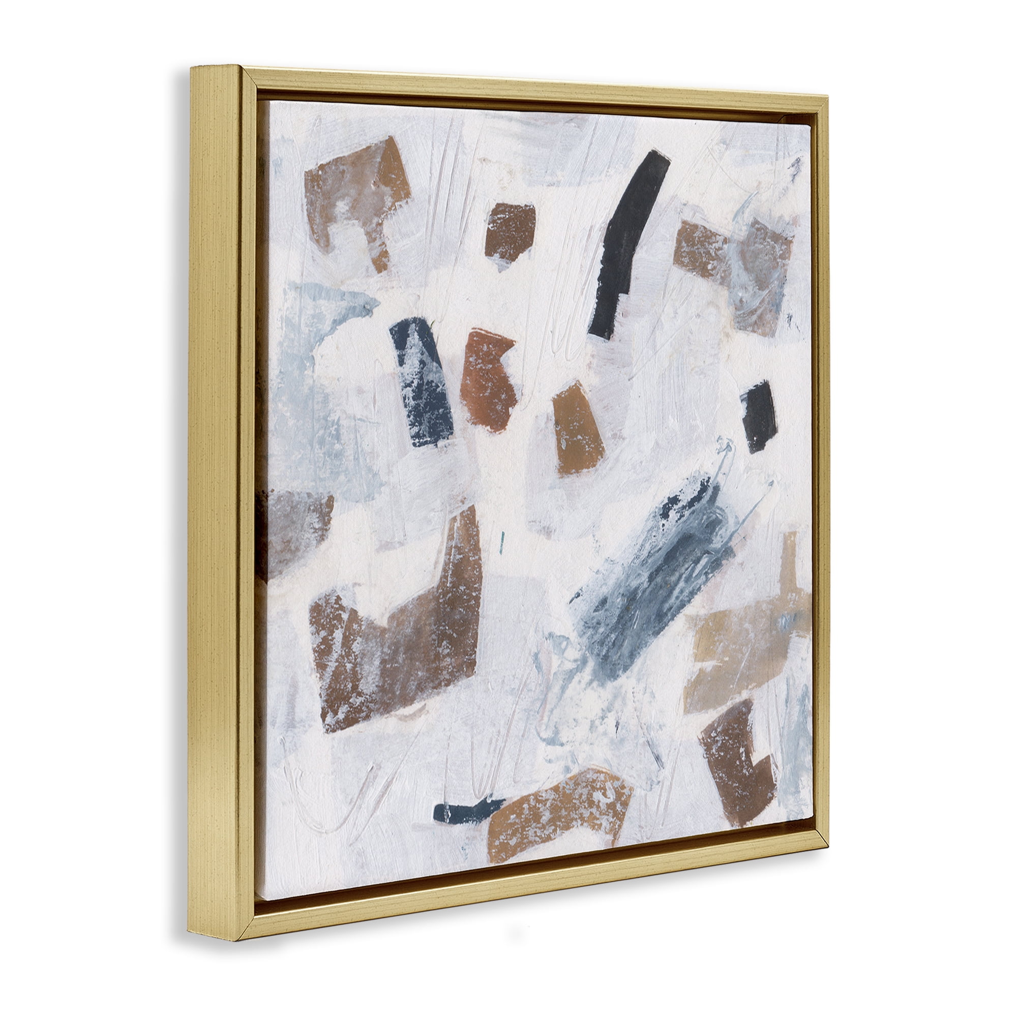 Stupell Industries Dappled Abstract Forms Abstract Painting Gold Floater Framed Canvas Art Print Wall Art, 18 x 18