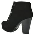 thumbnail image 3 of Soda Women Chunky Thick High Heels Ankle Boots Platform Lace Up Booties AGENDA-S Black 5.5, 3 of 3