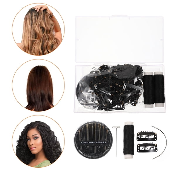 LOLIPPYY 1Set Hair Extensions Clip Set Black U Shape Snap Clips for Wig Weaving and Styling Secure Hold