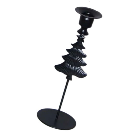 ZELVINN Winter Decor Candle Holder with Christmas Tree Shape Round Base Metal Candlestick for Holiday Dining Table Centerpieces
