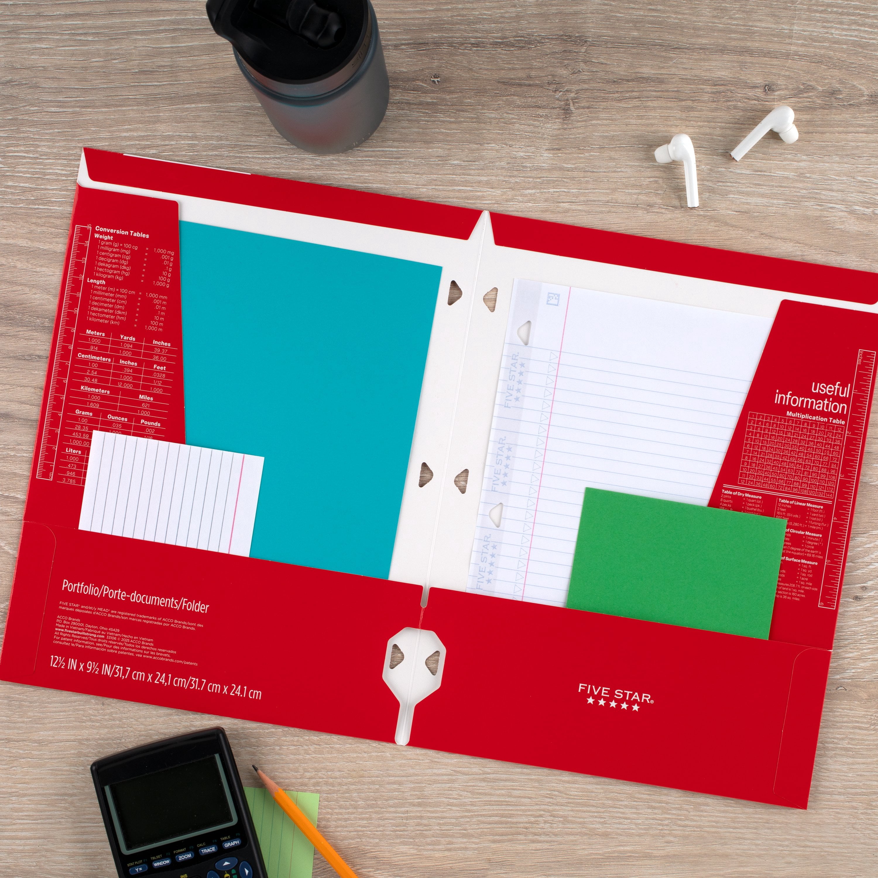 Five Star 4-Pocket Paper Folder, Fire Red (331060B-WMT22)