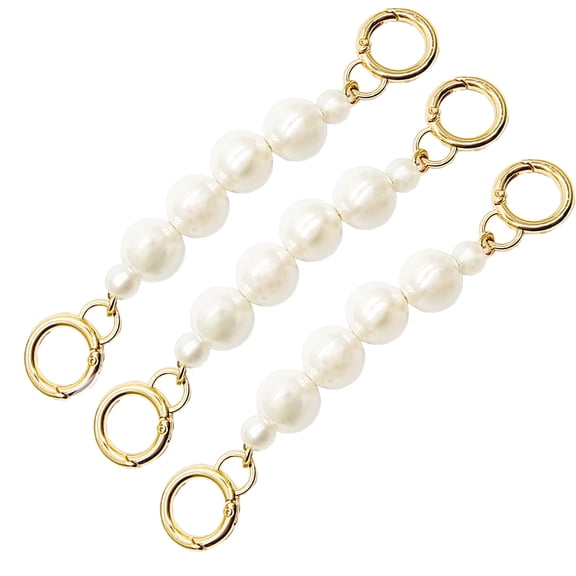 3 Pcs Bag Strap Extender Artificial Pearl,Extended Your Bag Metal Chain Length,Replacement Bag Chain Strap for Purse Clutch Handbag (Gold)