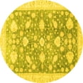 thumbnail image 1 of Ahgly Company Machine Washable Indoor Round Oriental Yellow Traditional Area Rugs, 6' Round, 1 of 4