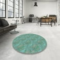 thumbnail image 4 of Ahgly Company Machine Washable Indoor Square Transitional Dull-Sea Green Area Rugs, 4' Square, 4 of 7
