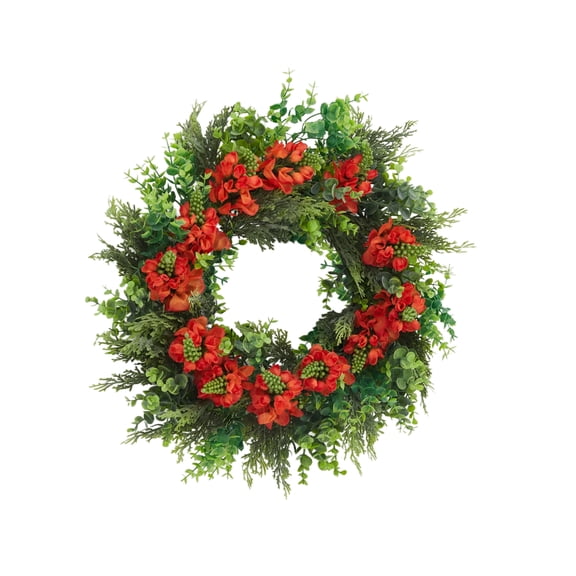 20 Inch Dragon Beard Flower Wreath, for Front Door, Year Round Artificial Flower Wreath, Home Farmhouse Windows Walls Porch Wedding Indoor Outdoor Decor