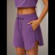thumbnail image 4 of Pantalones Cortos Deportivos con Cordón para Mujer, de Cintura Alta, para Hacer Ejercicio en Verano, con Bolsillos. Uva Morada L, 4 of 7