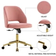 thumbnail image 6 of Home Office Chair, Velvet Computer Chair, Modern Upholstered Desk Chair Swivel Task Chair Living Room Chair Vanity Chair with Adjustable Height and Universal Wheels, Pink, 6 of 9