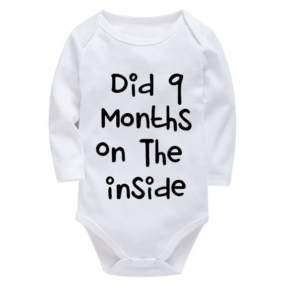 Did 9 Months On The Side Gender Neutral Onsies Long Sleeve Baby Bodysuit Boy White Baby Body Suits 0-3