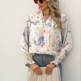 thumbnail image 4 of Defitshape Women's Soft Shirt Ruffle Blouse Summer Floral Boho Peasant Long Sleeve Lantern Sleeve Blouses White Medium, 4 of 4