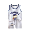 thumbnail image 1 of Honeeladyy - Liquidación de verano: Tops casuales sin mangas para niños, cuello redondo, pantalones cortos estampados, conjuntos para viajes y vacaciones (blanco, 4-5 años), 1 of 3
