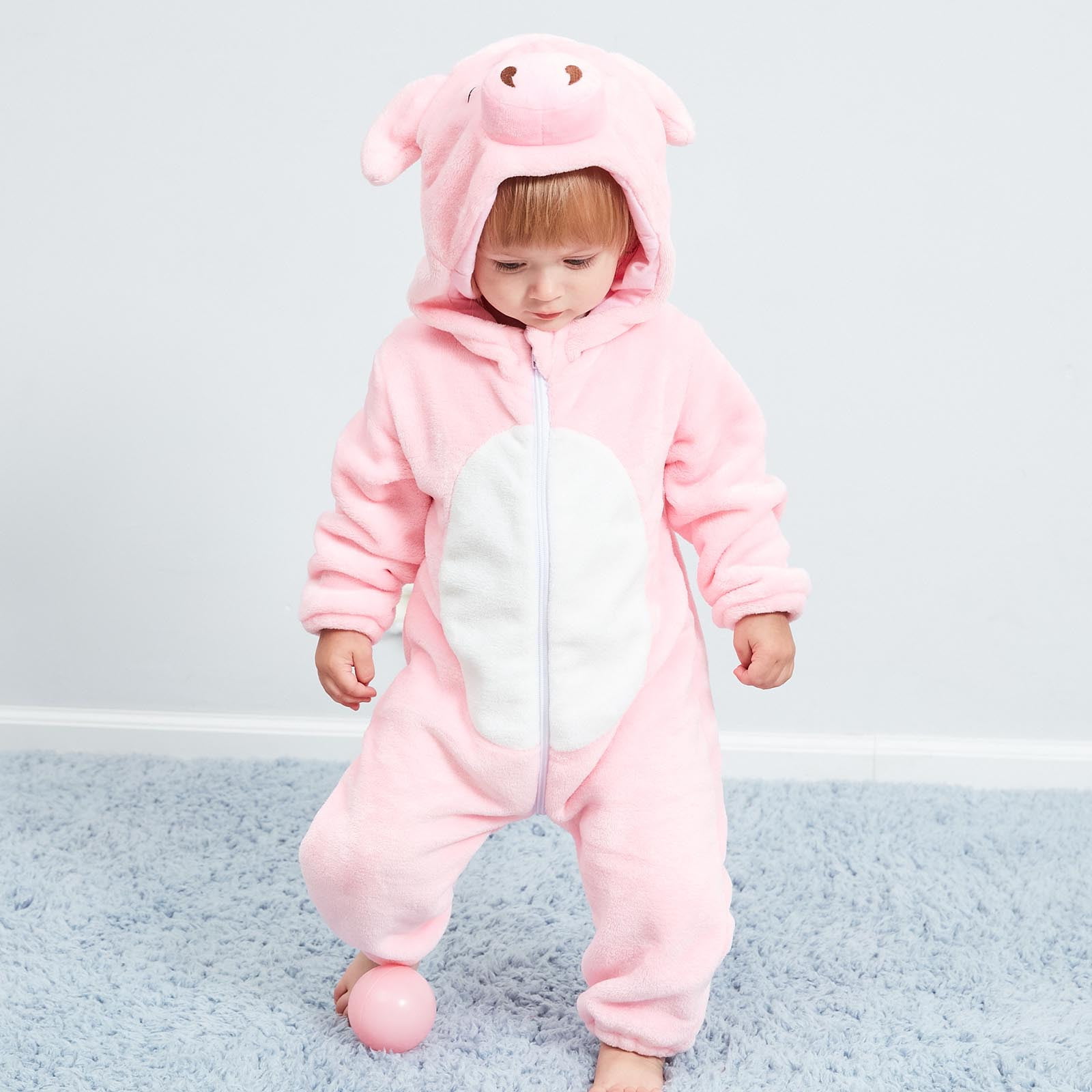 Cute Pink Pig Newborn Baby Bodysuit Long Sleeve Overalls Outfits Clothes Romper Jumpsuit for Baby Boy Girl 