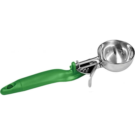 

TrueCraftware – 2 2/3 oz Stainless Steel Lever Disher Green Ergo Handle NSF Certified