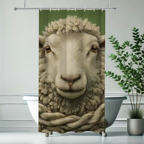 RKSupls Christmas Shower Curtain, Farm Sheep Design Shower Curtain with Hooks for New Year Home Bathroom Decor Washable Curtains, 36x72 in