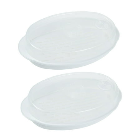 

2pcs Large Capacity Fish Steamer with Cover Microwave Fish Plates Kitchen Food Steamer