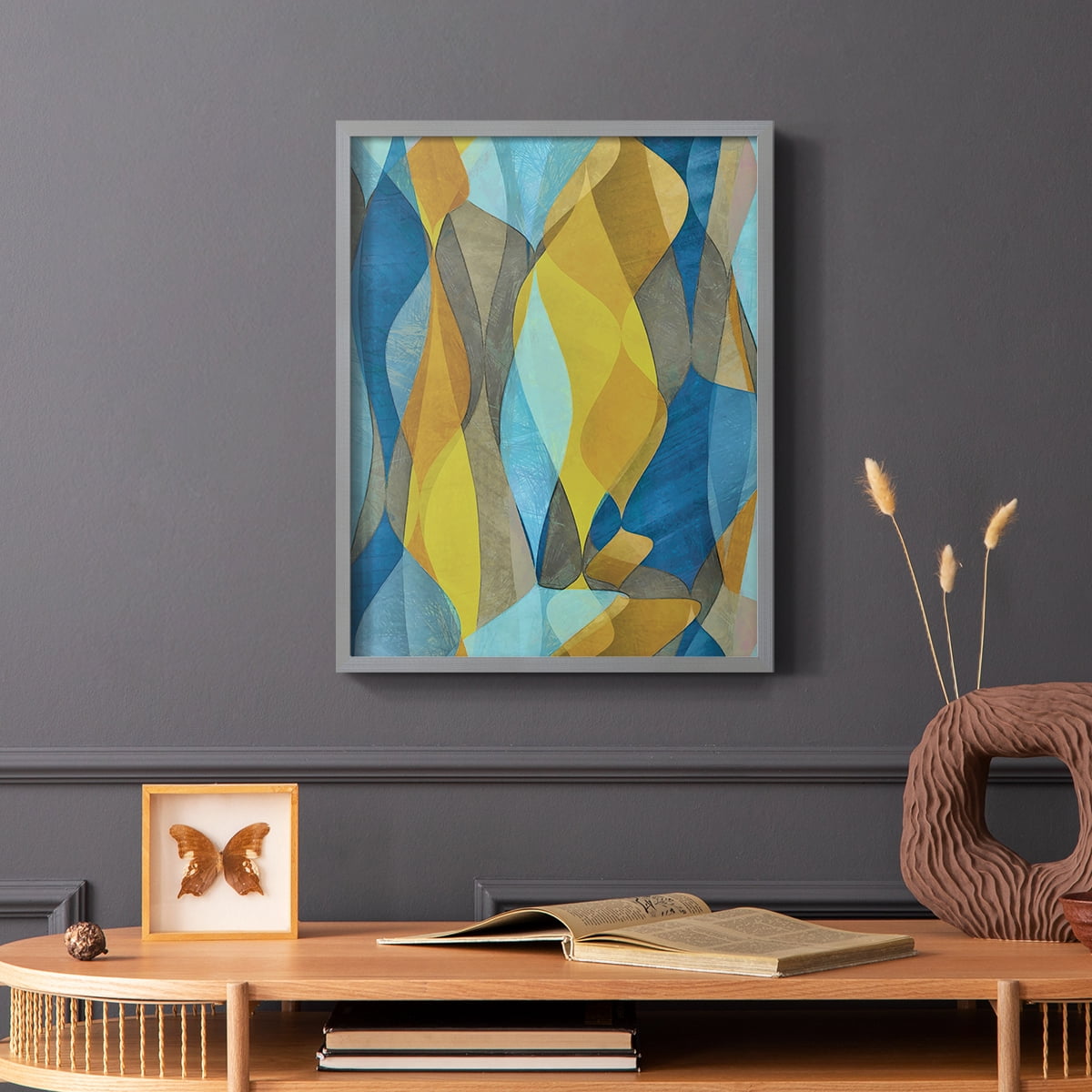 Colorful Cascade II Framed Print in Gray Solid Wood Framed Print No Nail Hanging